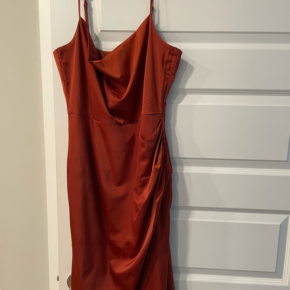 Satin Copper Midi Dress - Picture 6 of 8